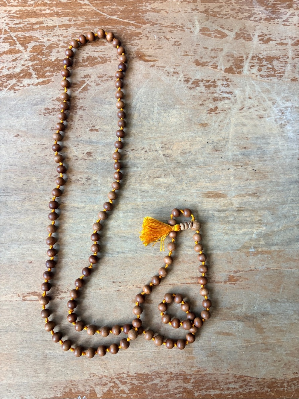 108 Bead Wooden Mala Prayer Beads Meditation Necklace Tassel